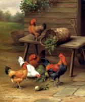 Edgar Hunt - Poultry In A Barnyard